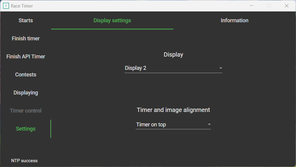 Seventh tab, display settings