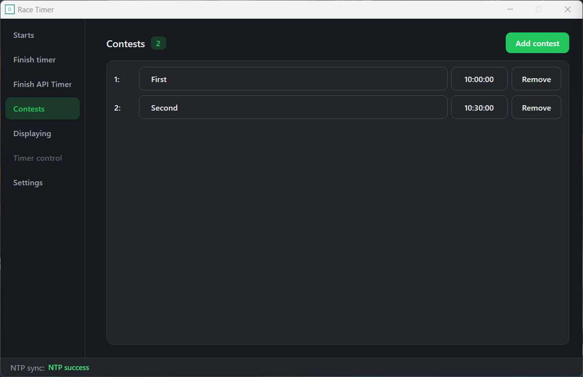 Fourth tab, creating and editing contests