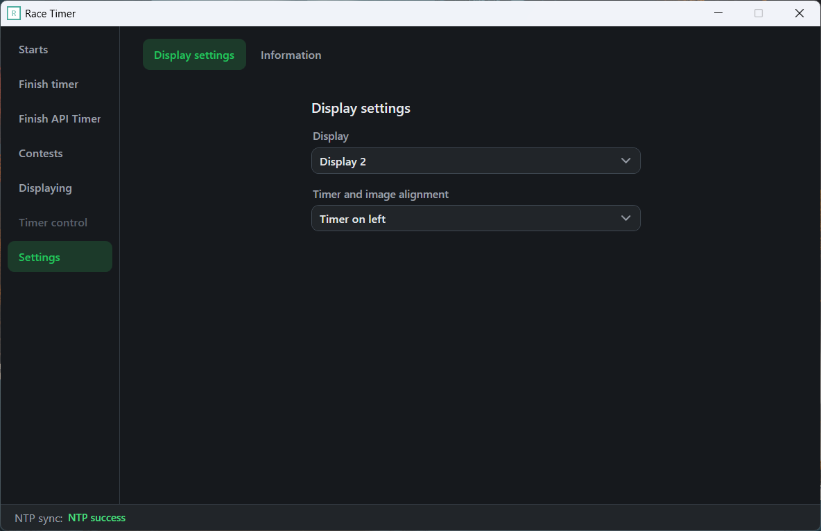 Seventh tab, display settings