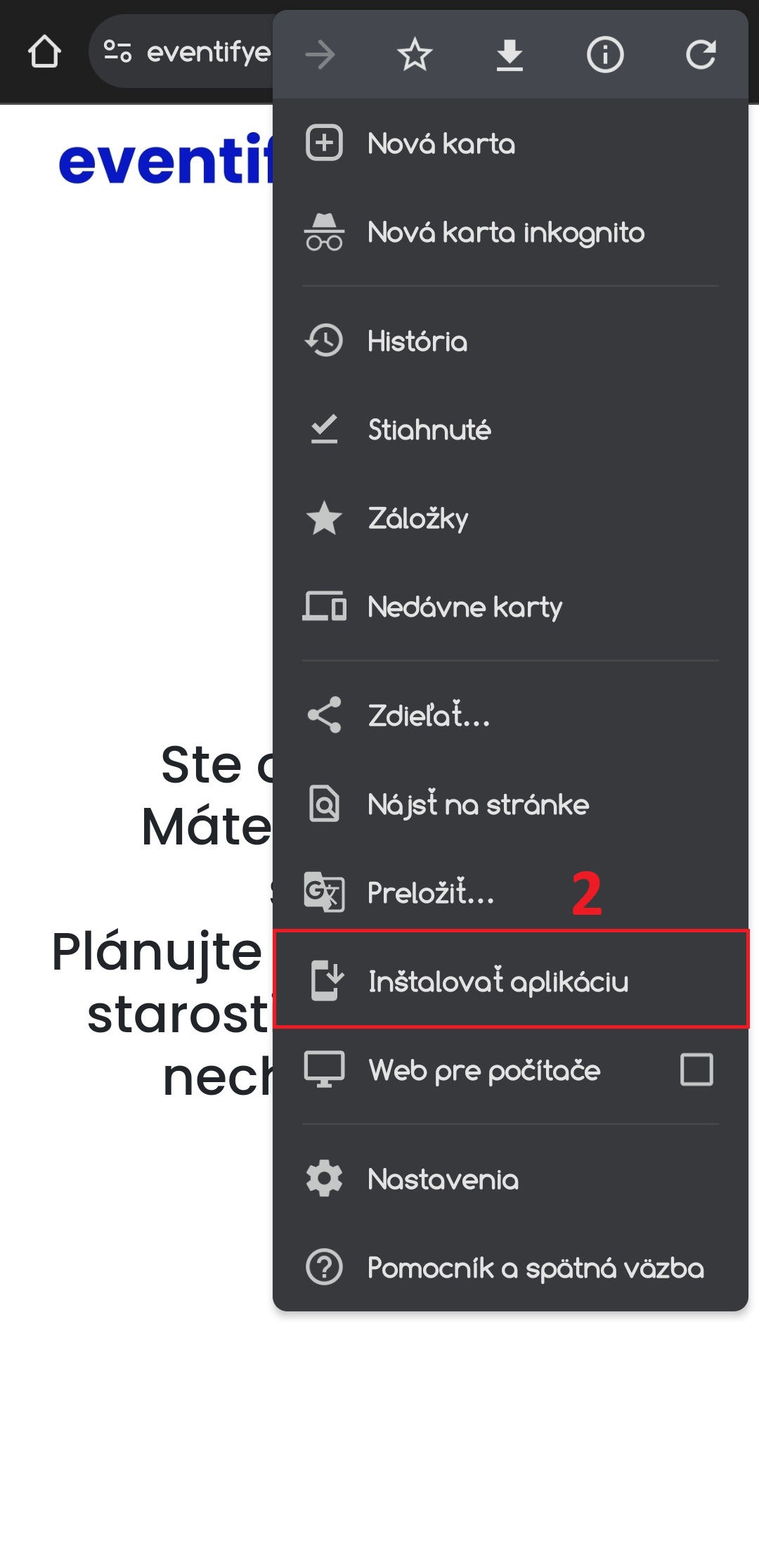 Inštalácia na mobil 2